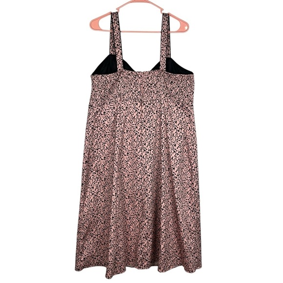 Dressbarn Pink & Black Summer Smocked Patterned Sundress with Front Bow Size 18W - Picture 2 of 11